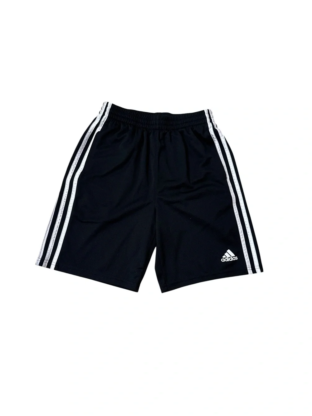 adidas | Black Shorts with White Three-Stripe Detail Size Large Boys 14-16